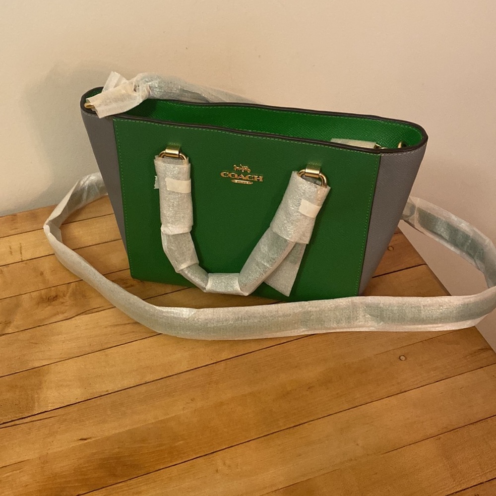 New without tags coach Alice satchel in green grey Colorblock - Picture 4 of 5